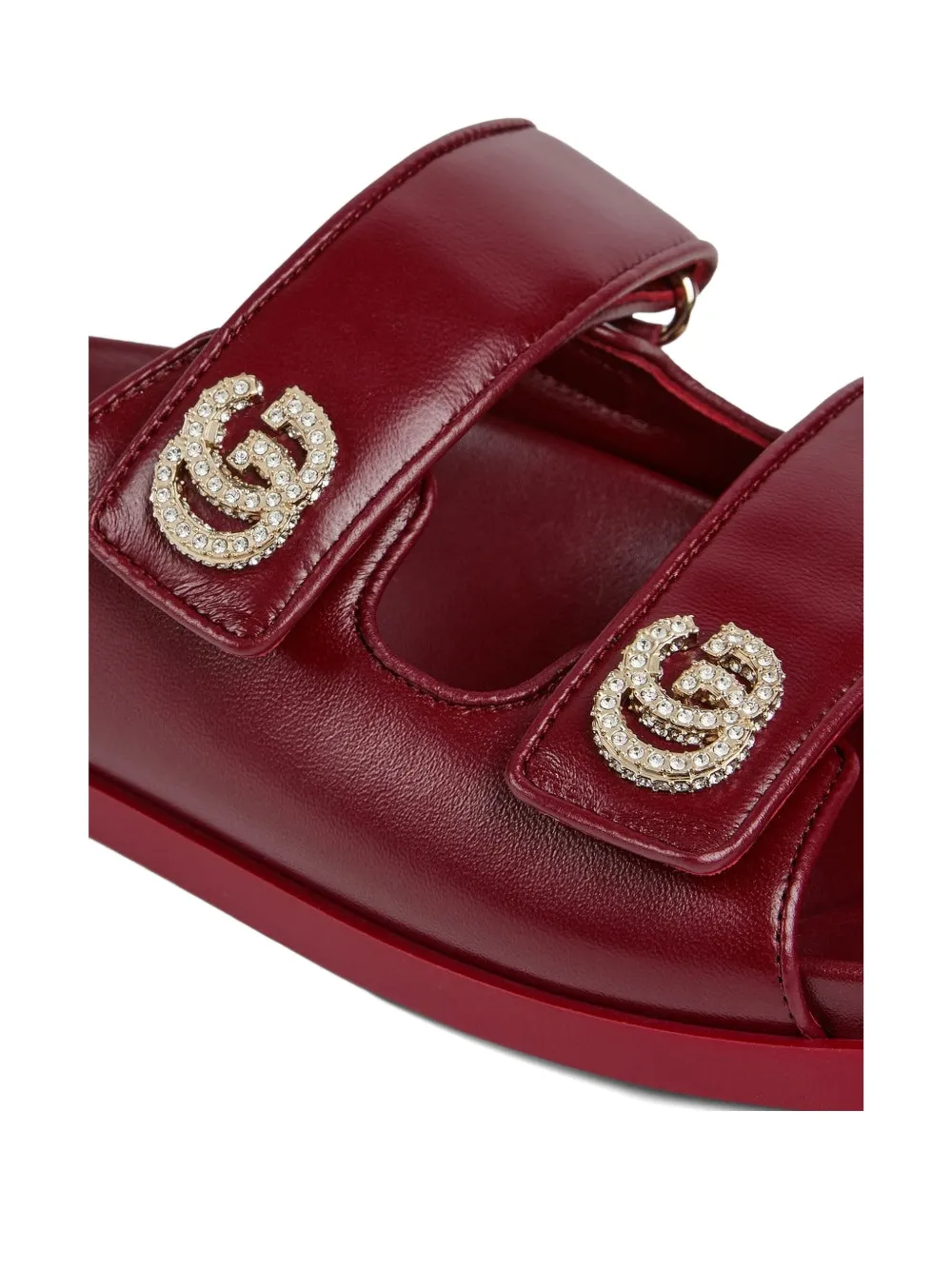 Gucci Sandalen verfraaid met kristallen en dubbele bandjes Rood