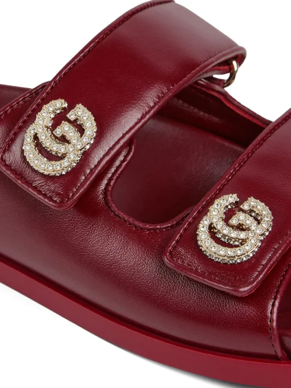 Gucci double-strap crystal-embellished Sandals | Red | FARFETCH