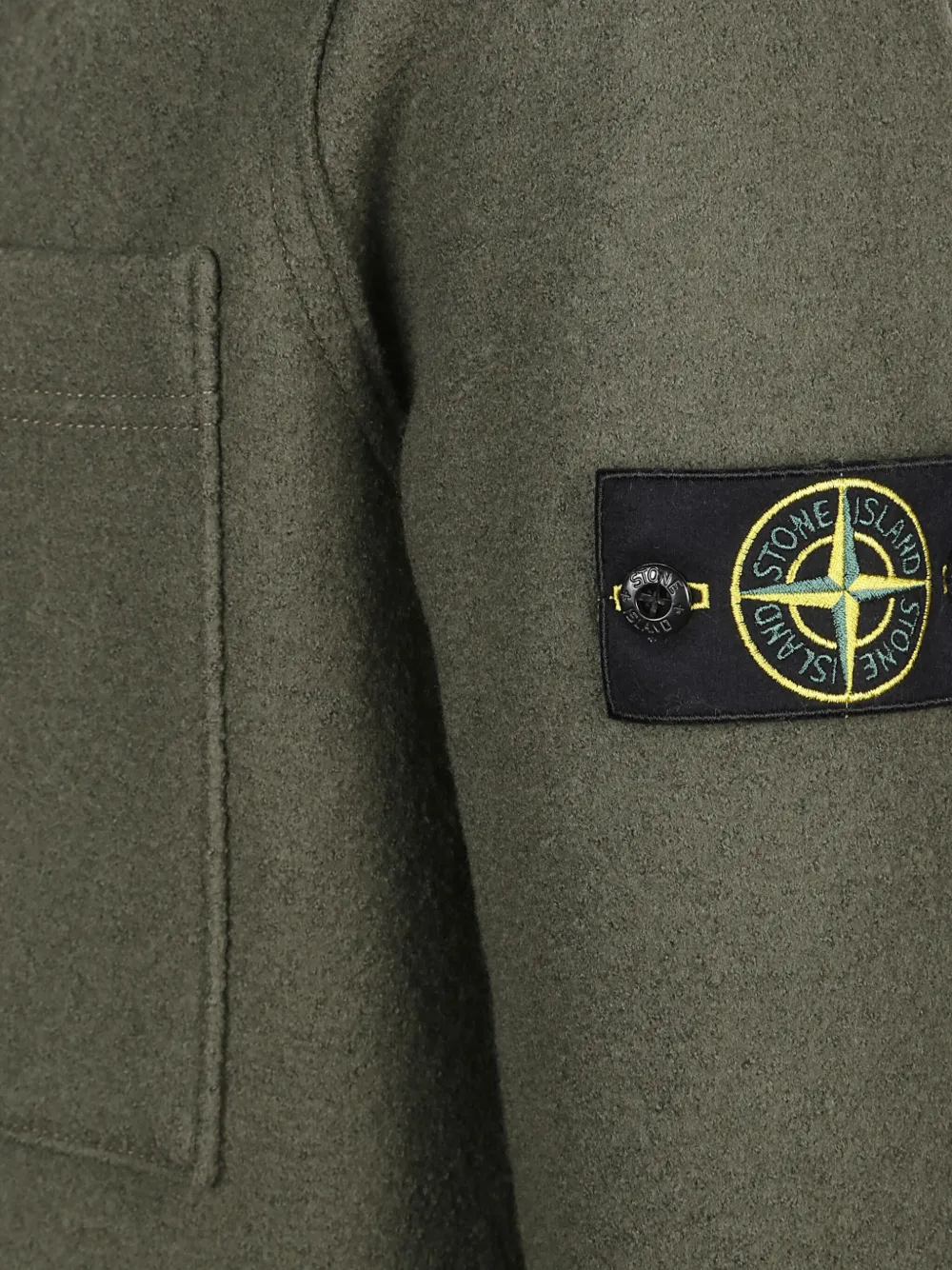 Stone Island patch-pocket wool shirt jacket Groen