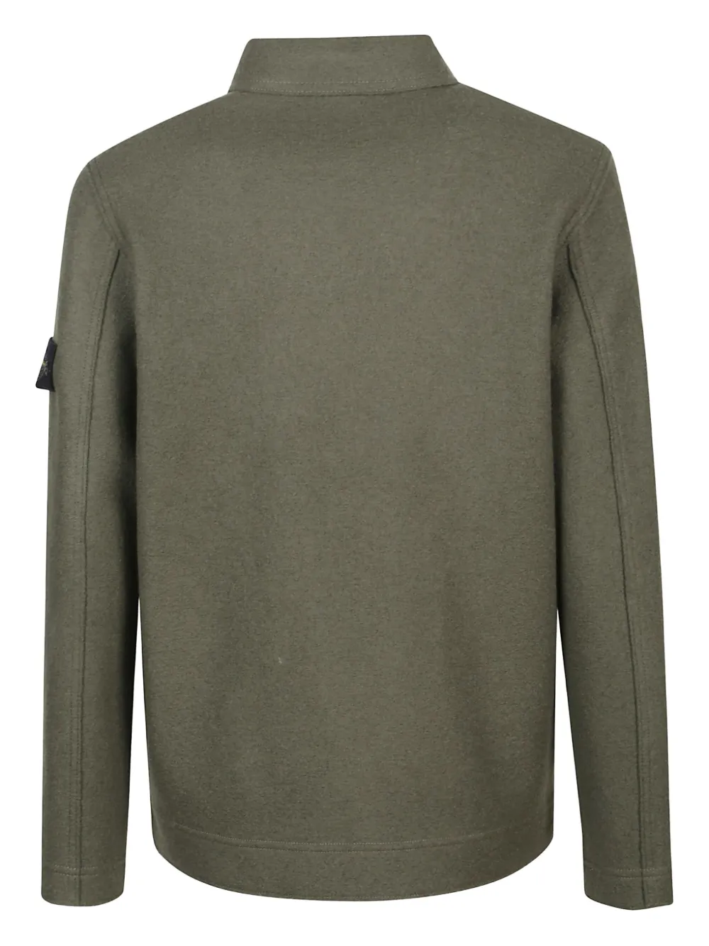 Stone Island patch-pocket wool shirt jacket Groen
