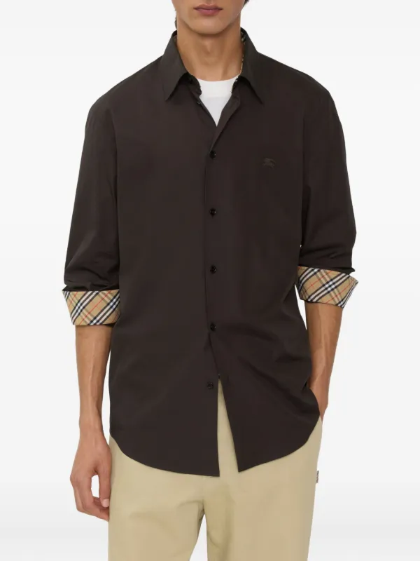 Burberry Camicia In Cotone Con Ricamo Marrone FARFETCH IT
