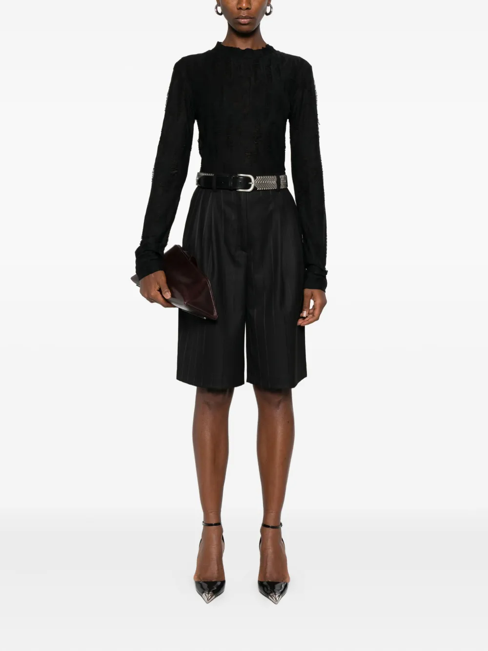 IRO textured long-sleeve blouse Zwart