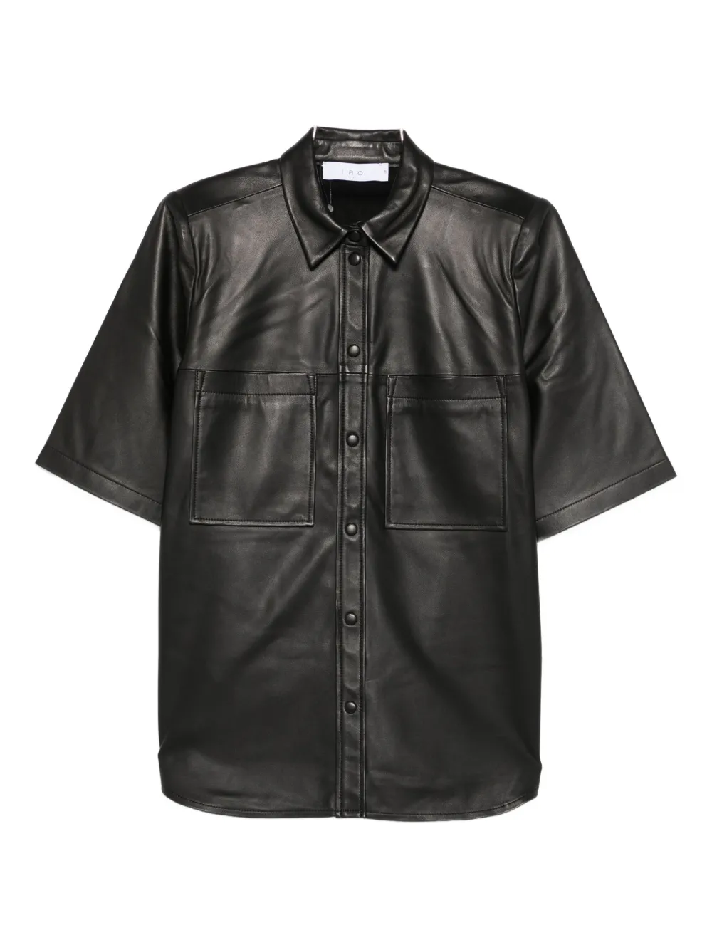 Iro Leather Short-sleeve Pocket Shirt In Black
