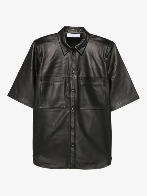 IRO leather short-sleeve pocket shirt