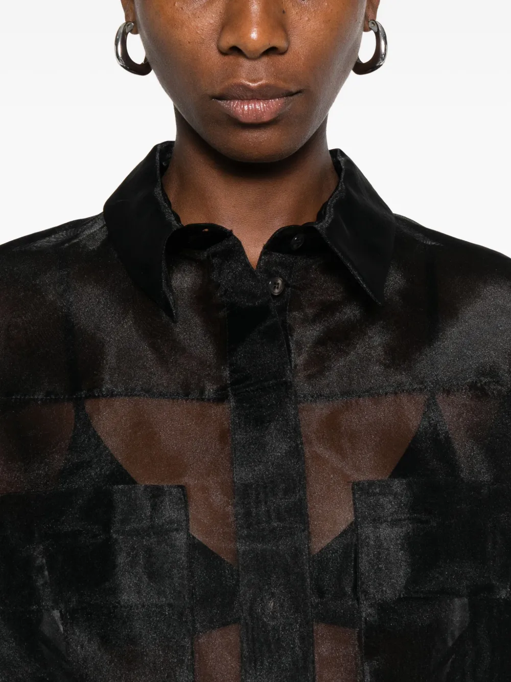 IRO Shirt met doorzichtige vlakken Zwart
