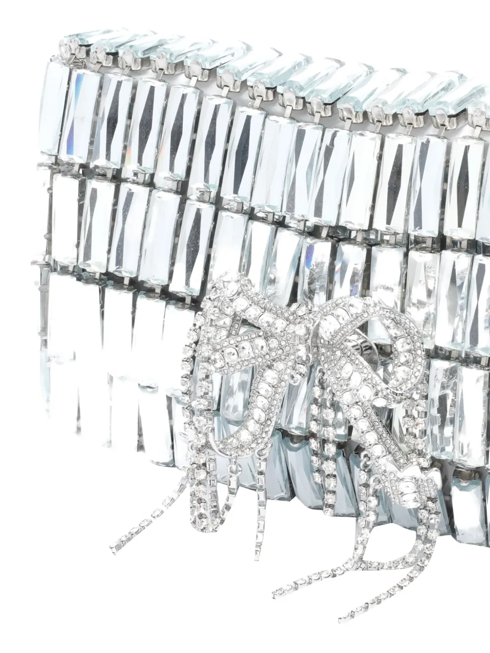 Self-portrait Crystal-embellished Bow Shoulder Bag In Silver
