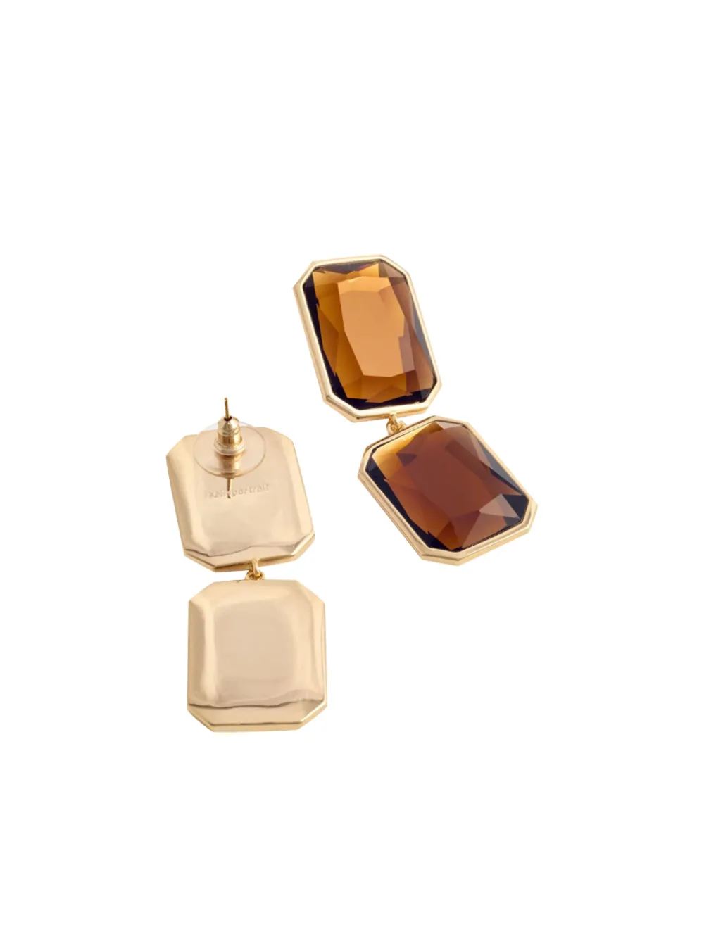 Self-Portrait tiered amber crystals earrings - Oranje