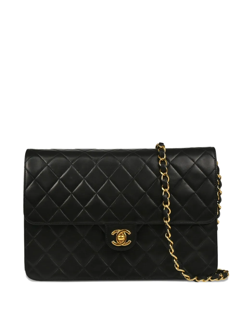 CHANEL Pre-Owned 2000s マテラッセ ショルダーバッグ m - ブラック CHANEL Pre-Owned 2000s マテラッセ ショルダーバッグ m - ブラック