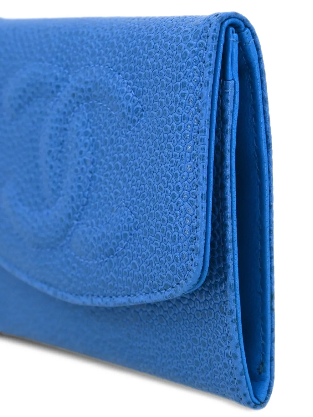 Pre-owned Chanel 1997 Leather Coin Wallet In Blue