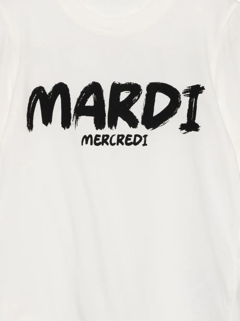 Mardi Mercredi Les Petites T-shirt met geborsteld logo Wit