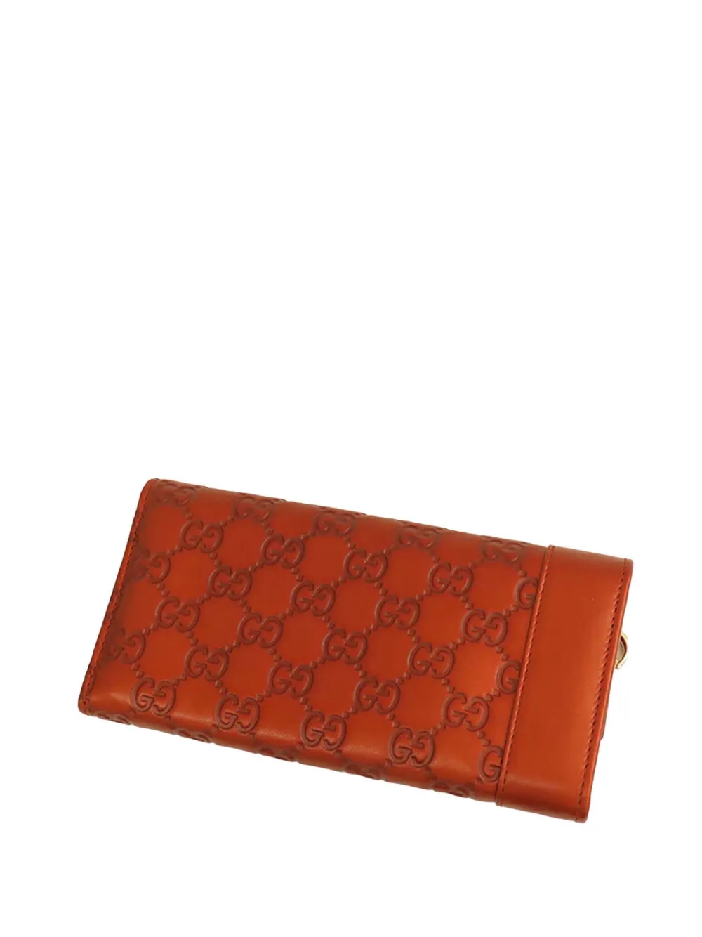 Pre-owned Gucci 2016-2025 Ssima Heart Bit Wallet Long Wallets In Orange
