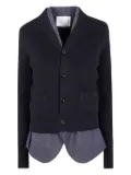 sacai ribbed wool cardigan - Black