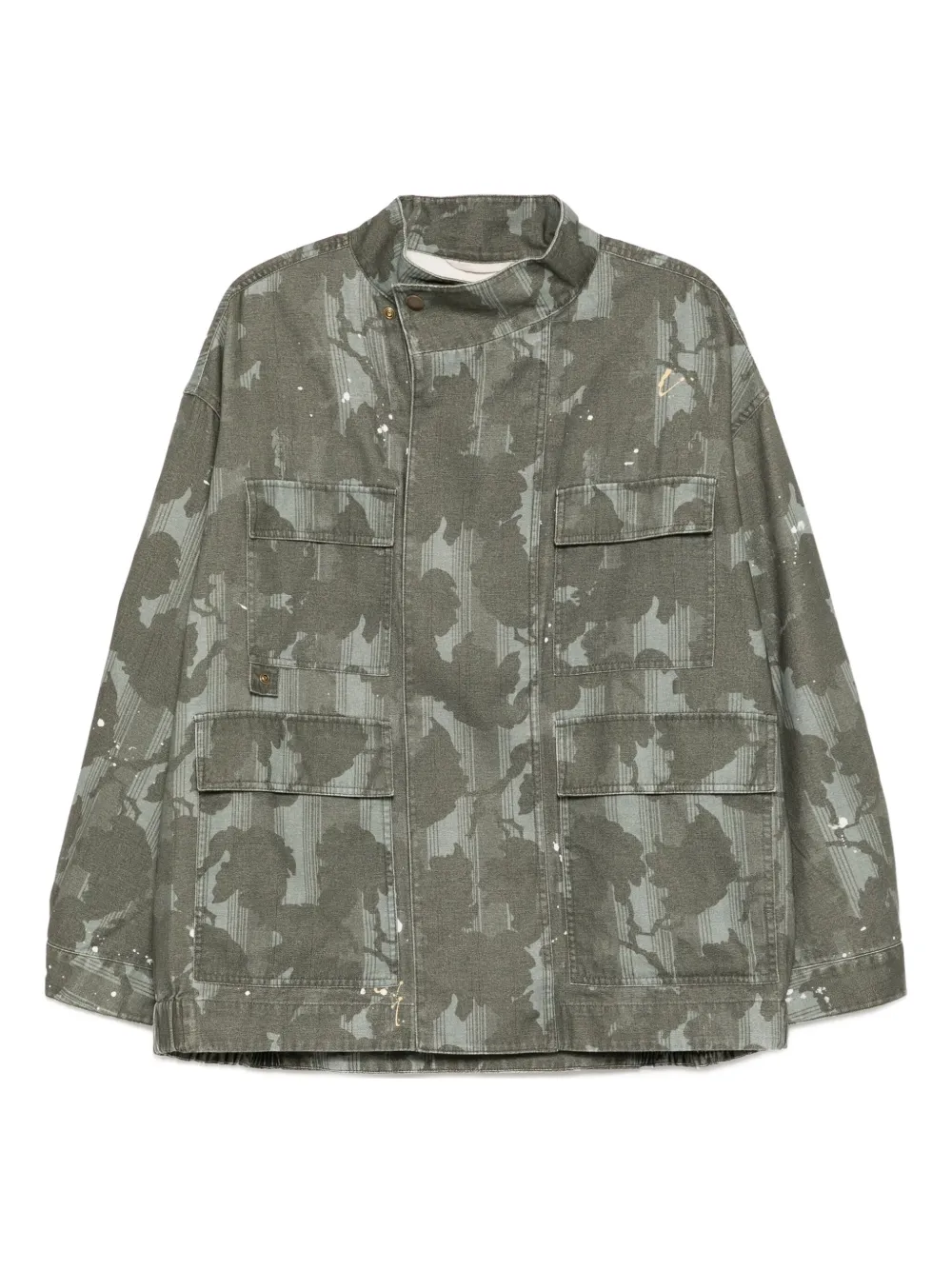 Croquis Printed Cotton Jacket In Green