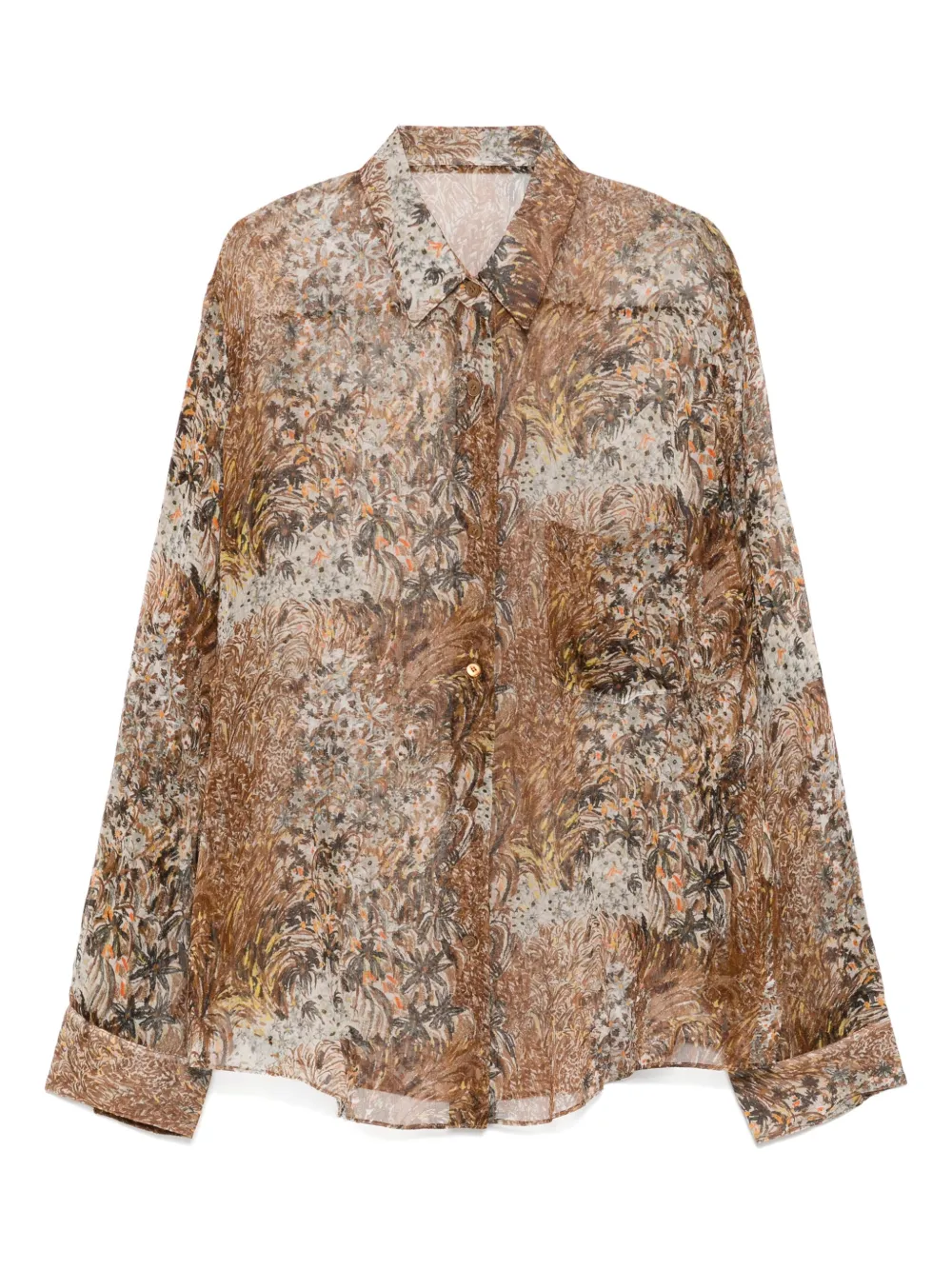 JNBY graphic-print silk shirt | Brown | Image 1