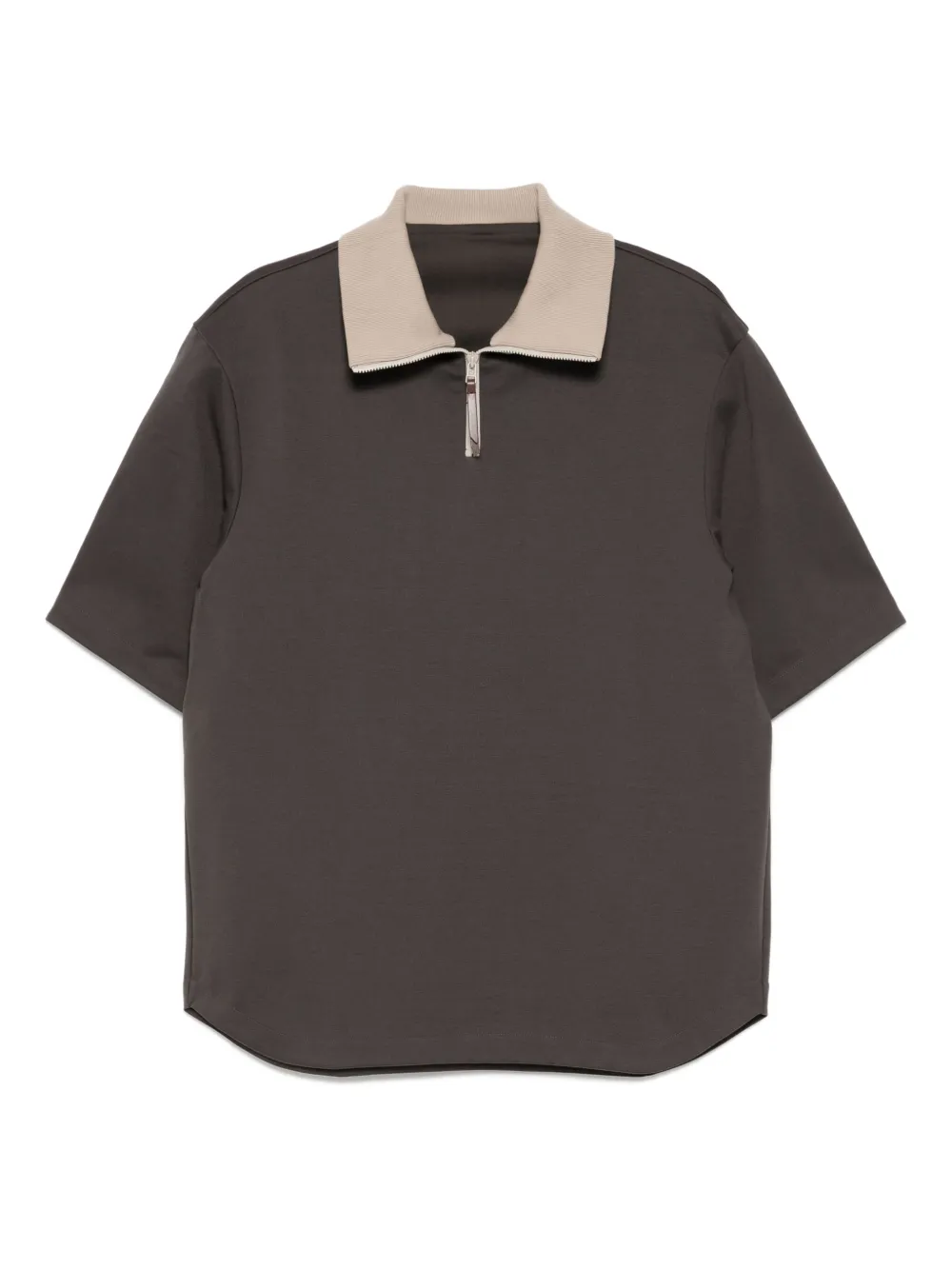 Croquis Zip-up Polo Shirt In Brown
