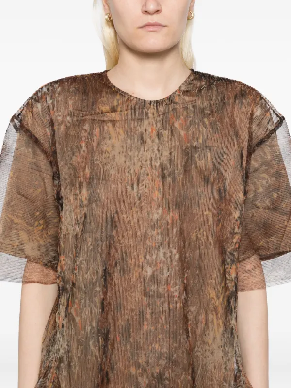 JNBY Vestido Acampanado Manga Corta Marrón FARFETCH CO