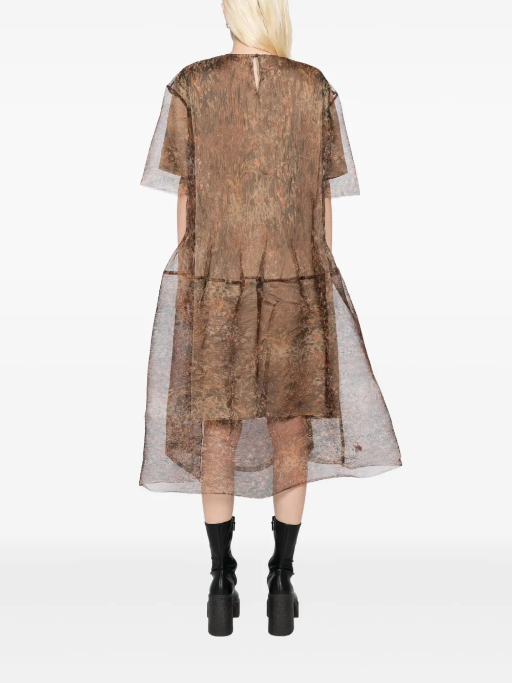 Jnby A-line Short-sleeves Dress In Brown