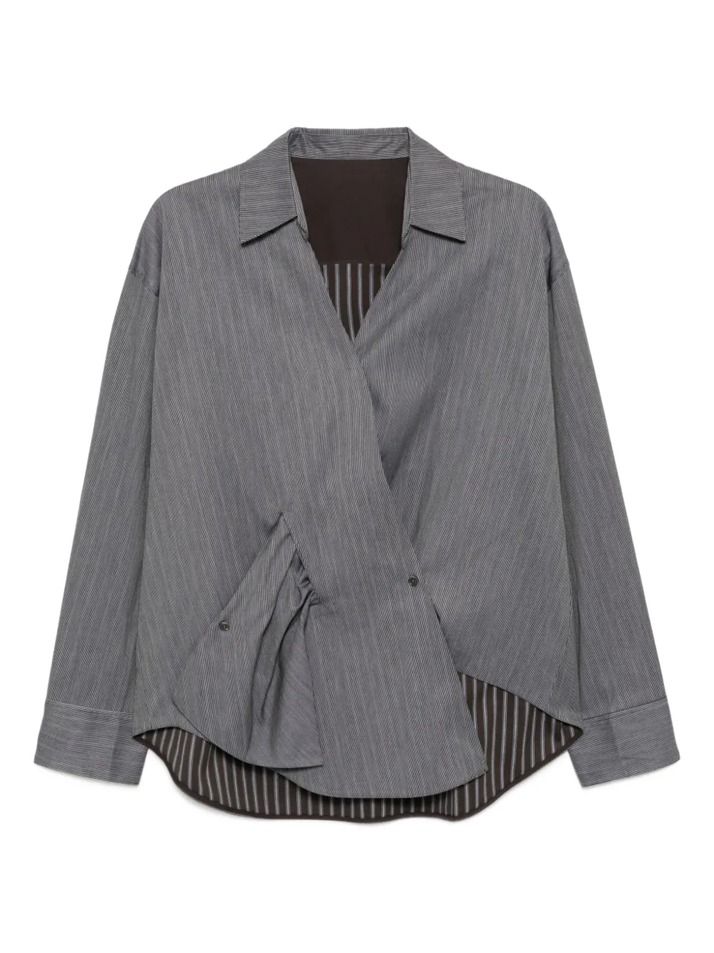 Jnby Asymmetric Cotton Wrap Top In Gray