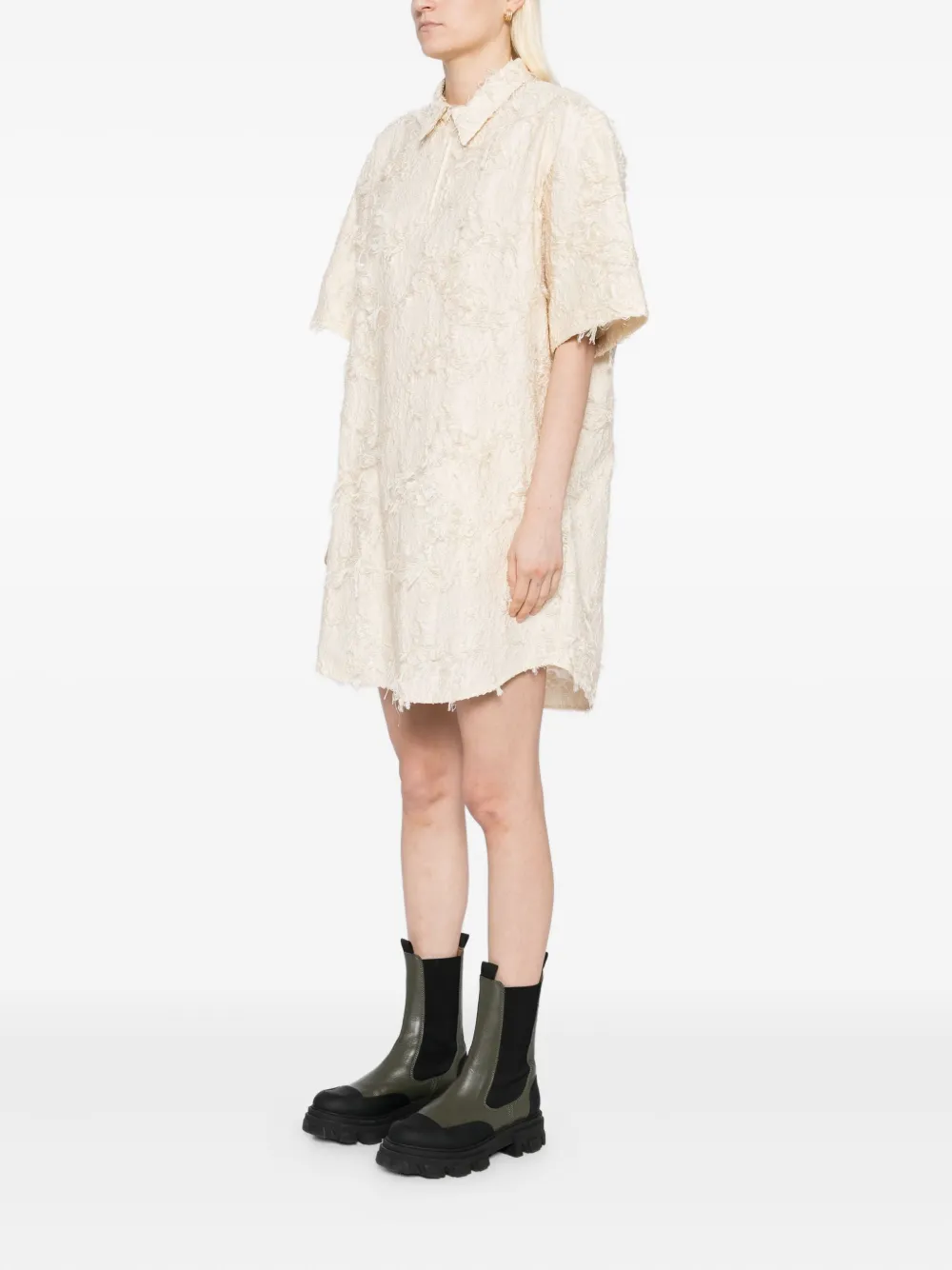 JNBY Jurk met jacquard en korte mouwen Beige