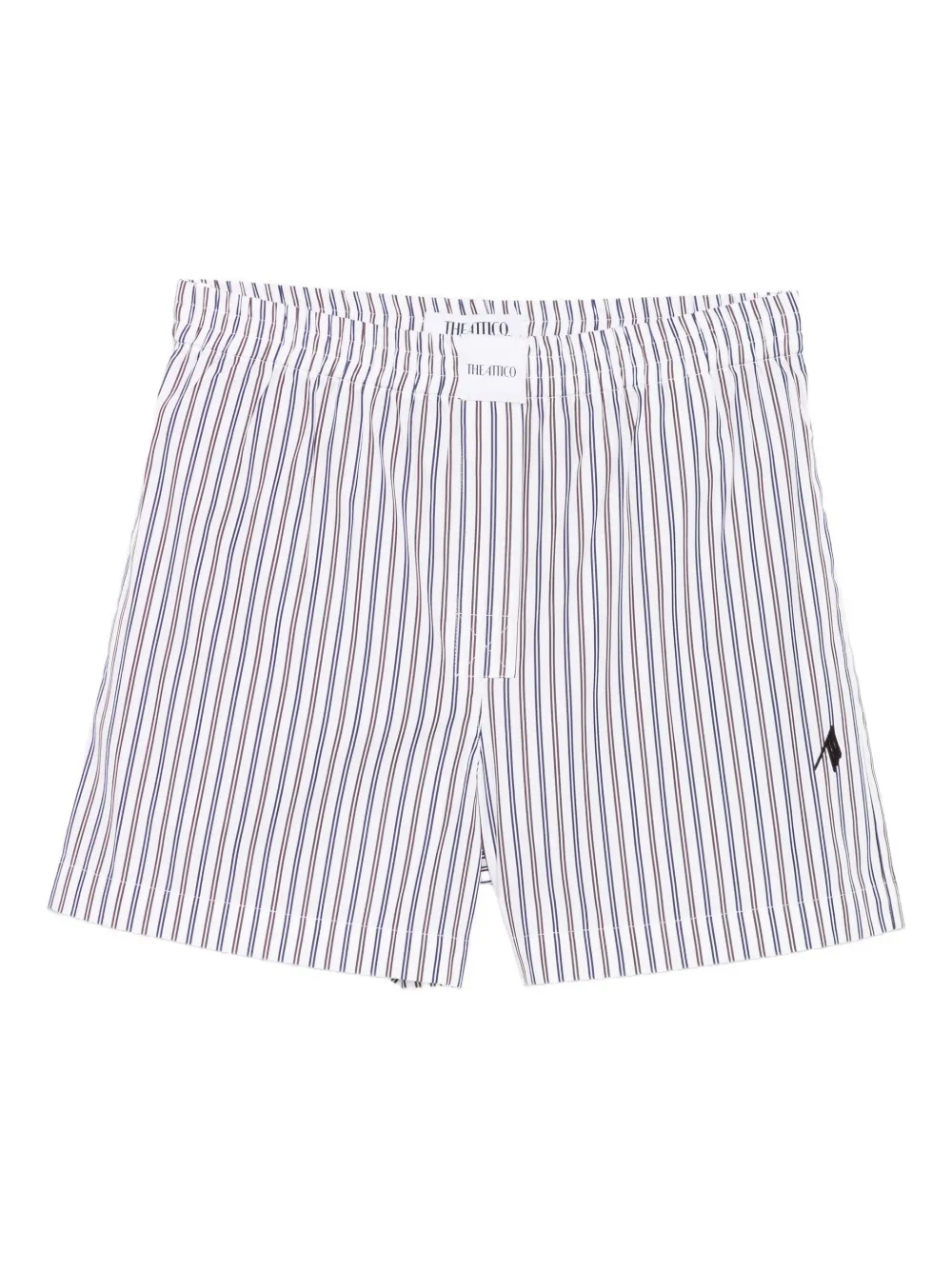 Attico Striped Cotton Shorts In White