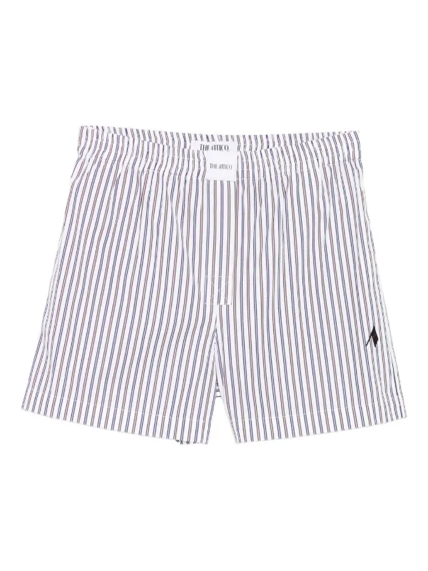 The Attico Striped Cotton Shorts in White