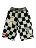 The Elder Statesman Nora Lite Creatures check-pattern embroidered shorts - Black