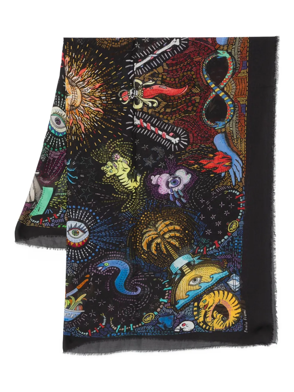 Faliero Sarti graphic-print scarf | Black | Image 1