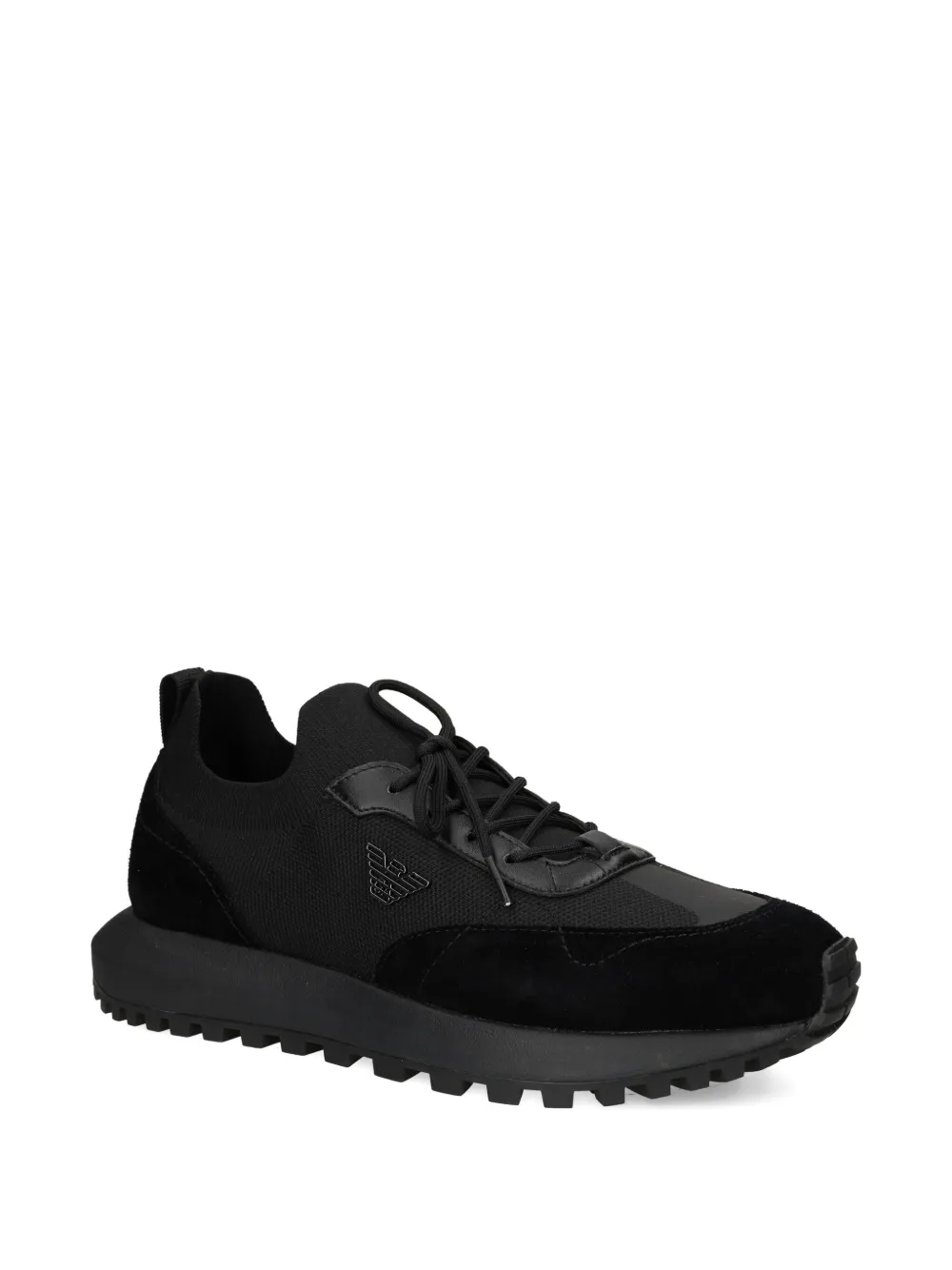 Emporio Armani logo-detail knit sneakers Black