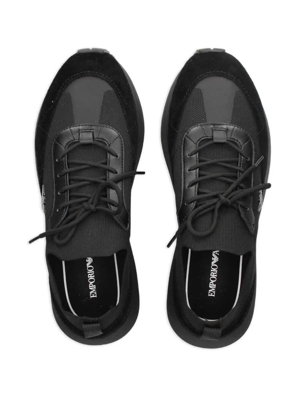 Emporio Armani logo-detail knit sneakers Black