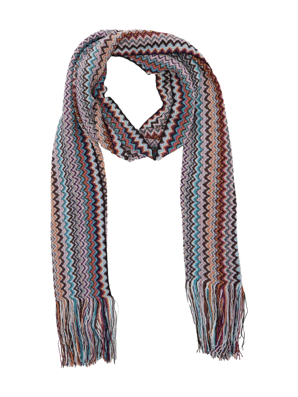 Missoni Sjaal met franje en zigzag-patroon Rood