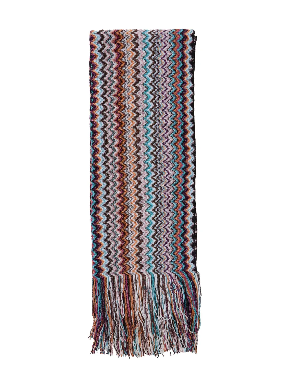 zigzag-pattern fringed scarf