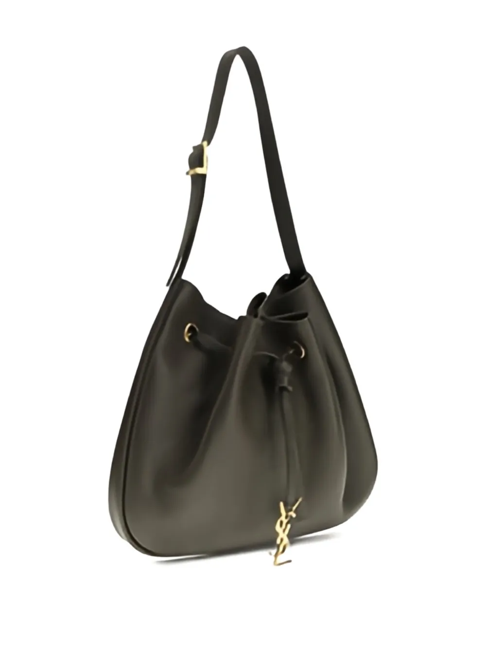 Saint Laurent drawstring leather shoulder bag - Zwart