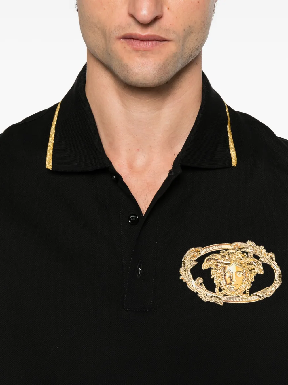 Versace medusa emblem polo shirt Zwart