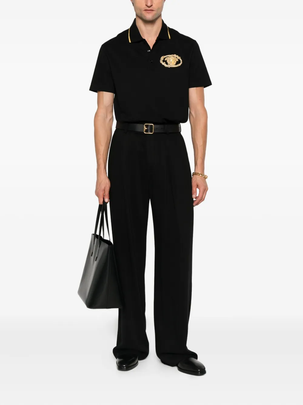 Versace medusa emblem polo shirt - Zwart
