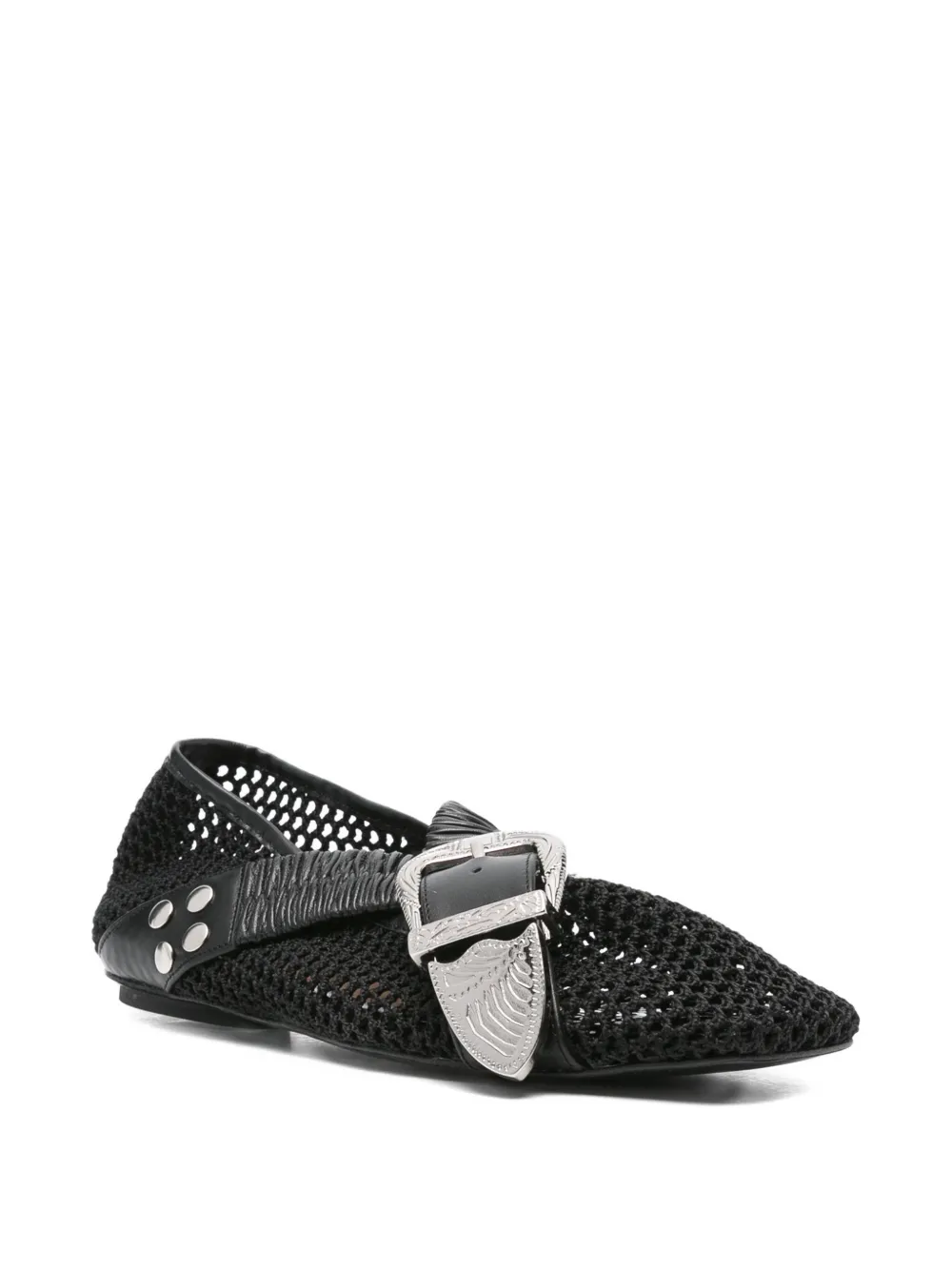 Toga Pulla buckle-detail mesh-detail flats - Zwart