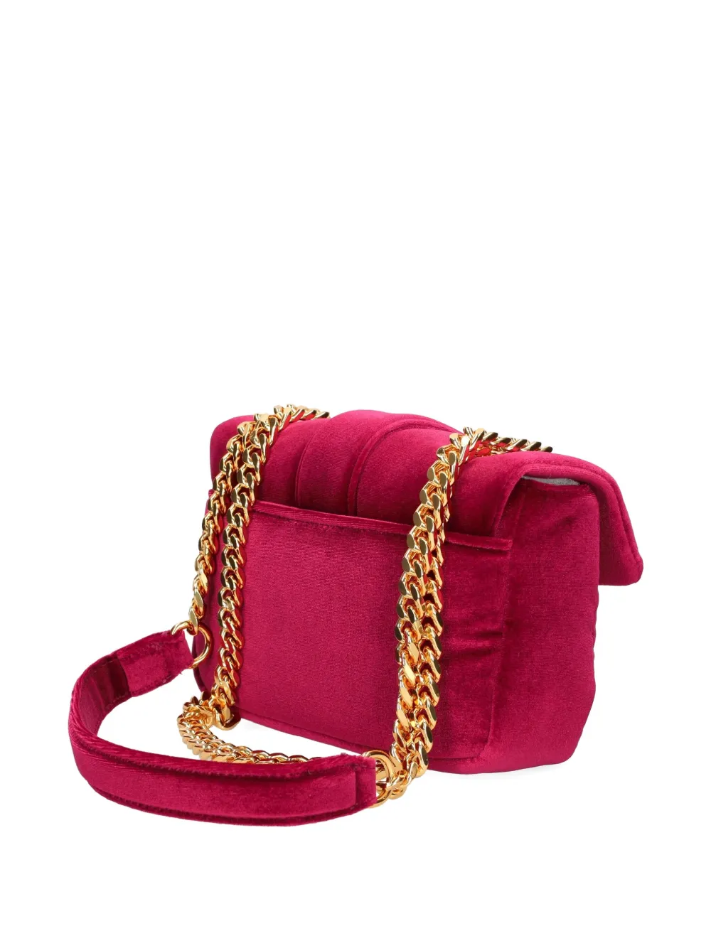 Just Cavalli snake-buckle velvet shoulder bag - Roze