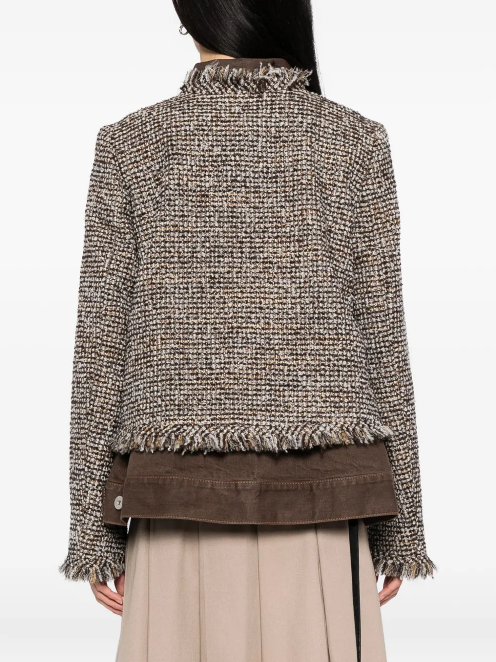 sacai Gelaagd twill jack Bruin