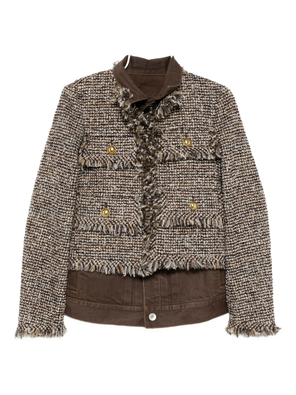 Sacai Layered Twill Jacket In Brown