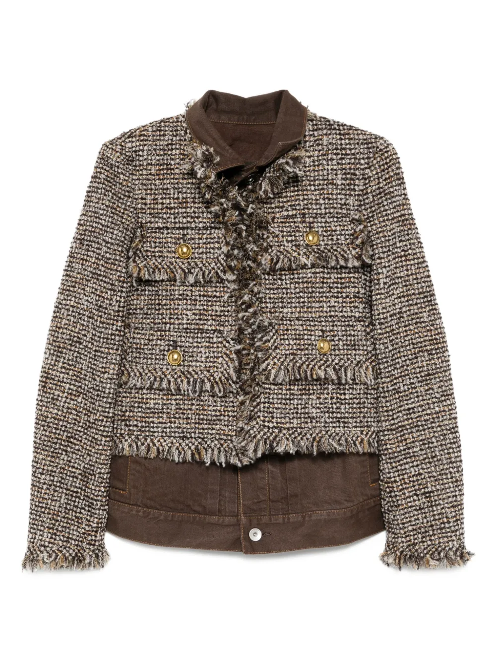 Sacai Gelaagd twill jack Bruin