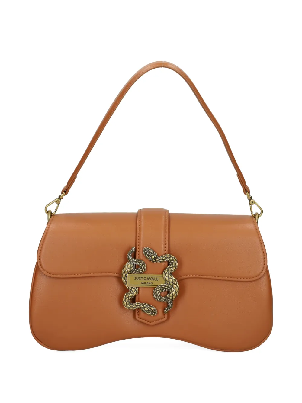 Just Cavalli Snake-buckle Shoulder Bag In Orange