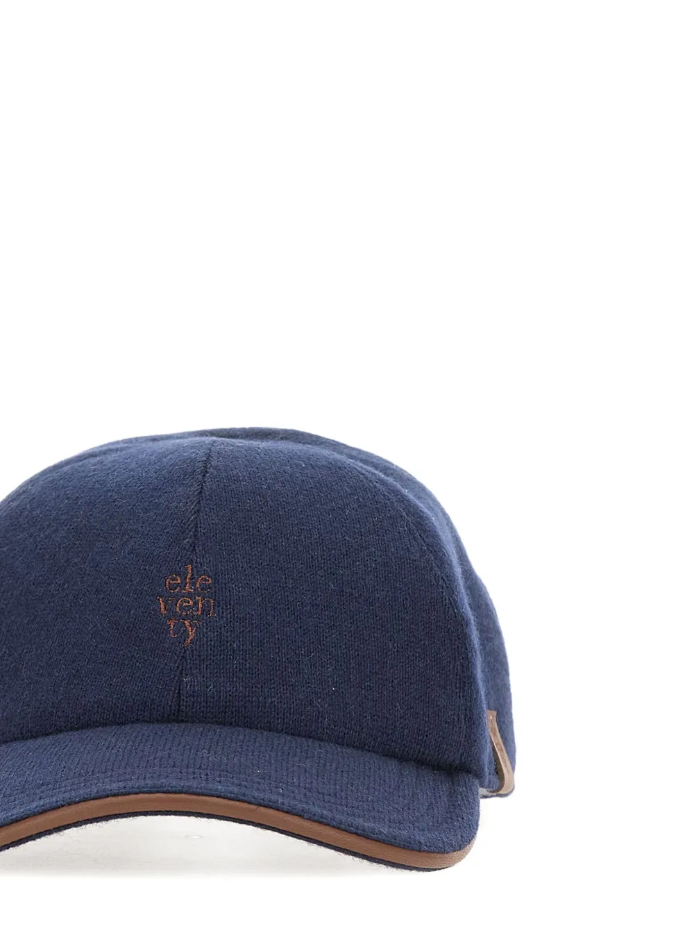 Eleventy Kasjmier honkbalpet met leren afwerking Blauw