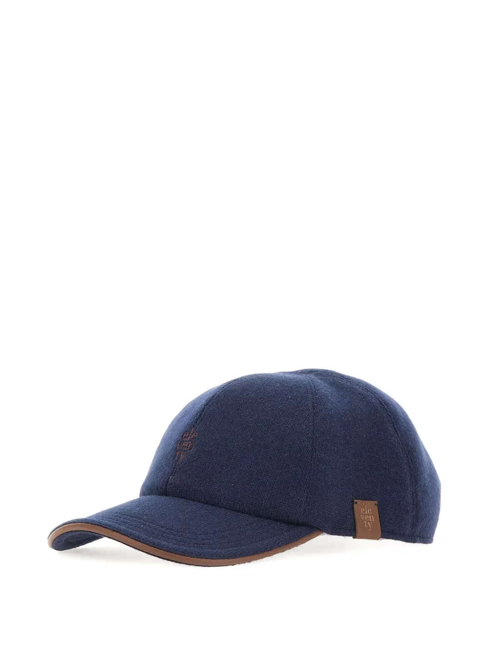 Eleventy Kasjmier honkbalpet met leren afwerking Blauw