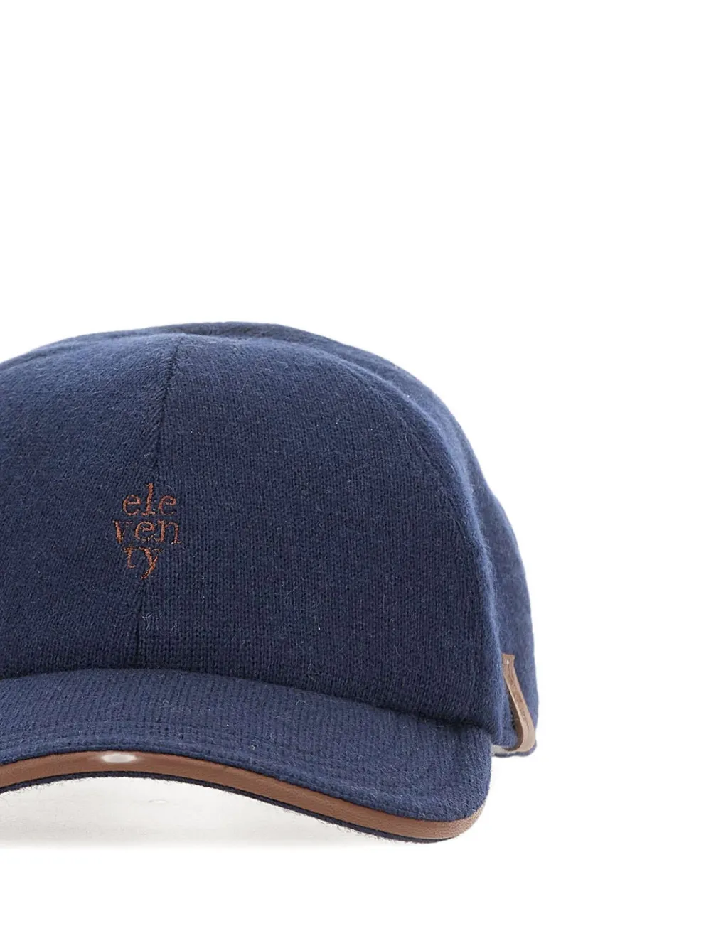 Eleventy Kasjmier honkbalpet met leren afwerking Blauw