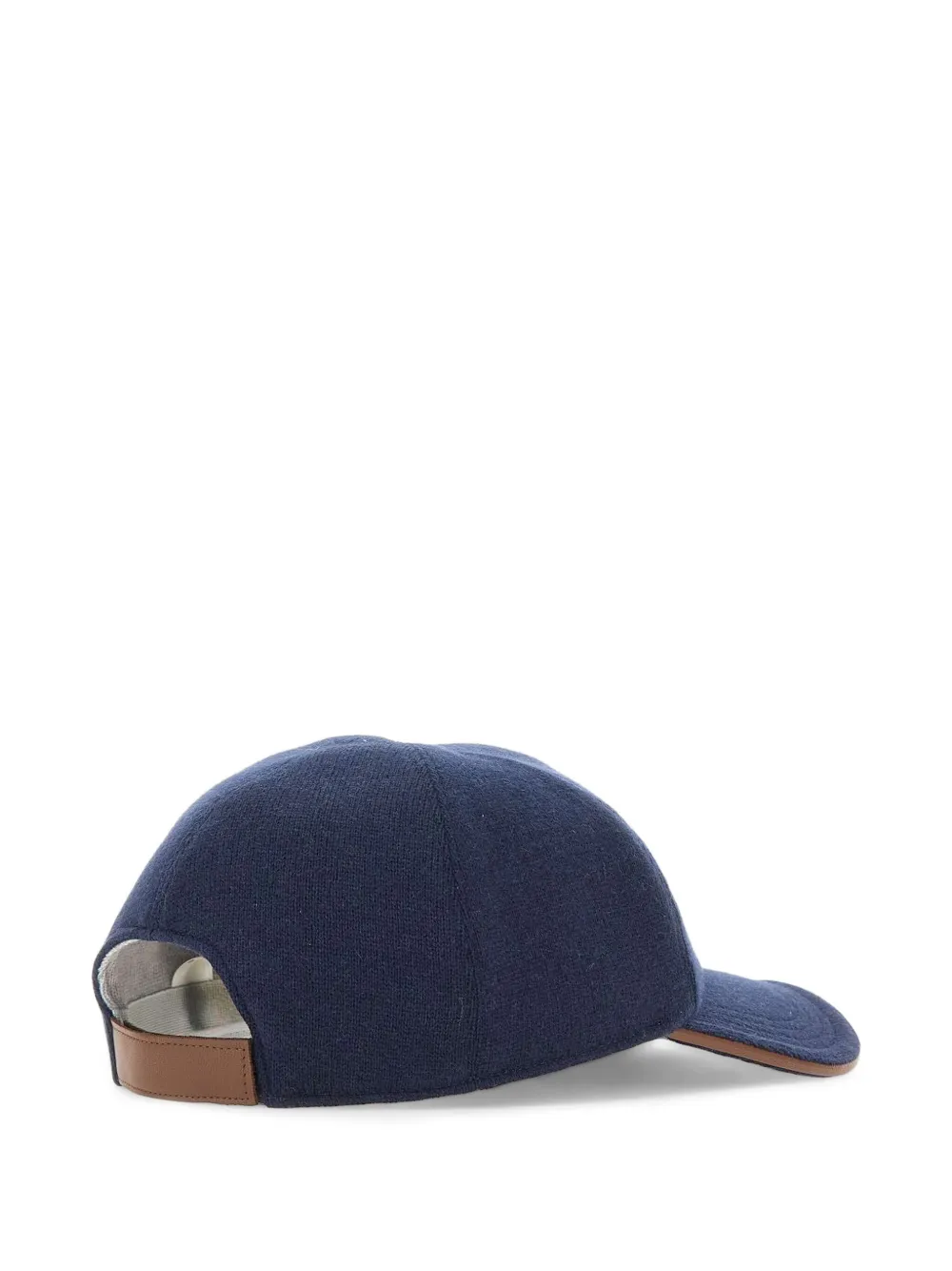 Eleventy leather-trim cashmere baseball cap - Blauw