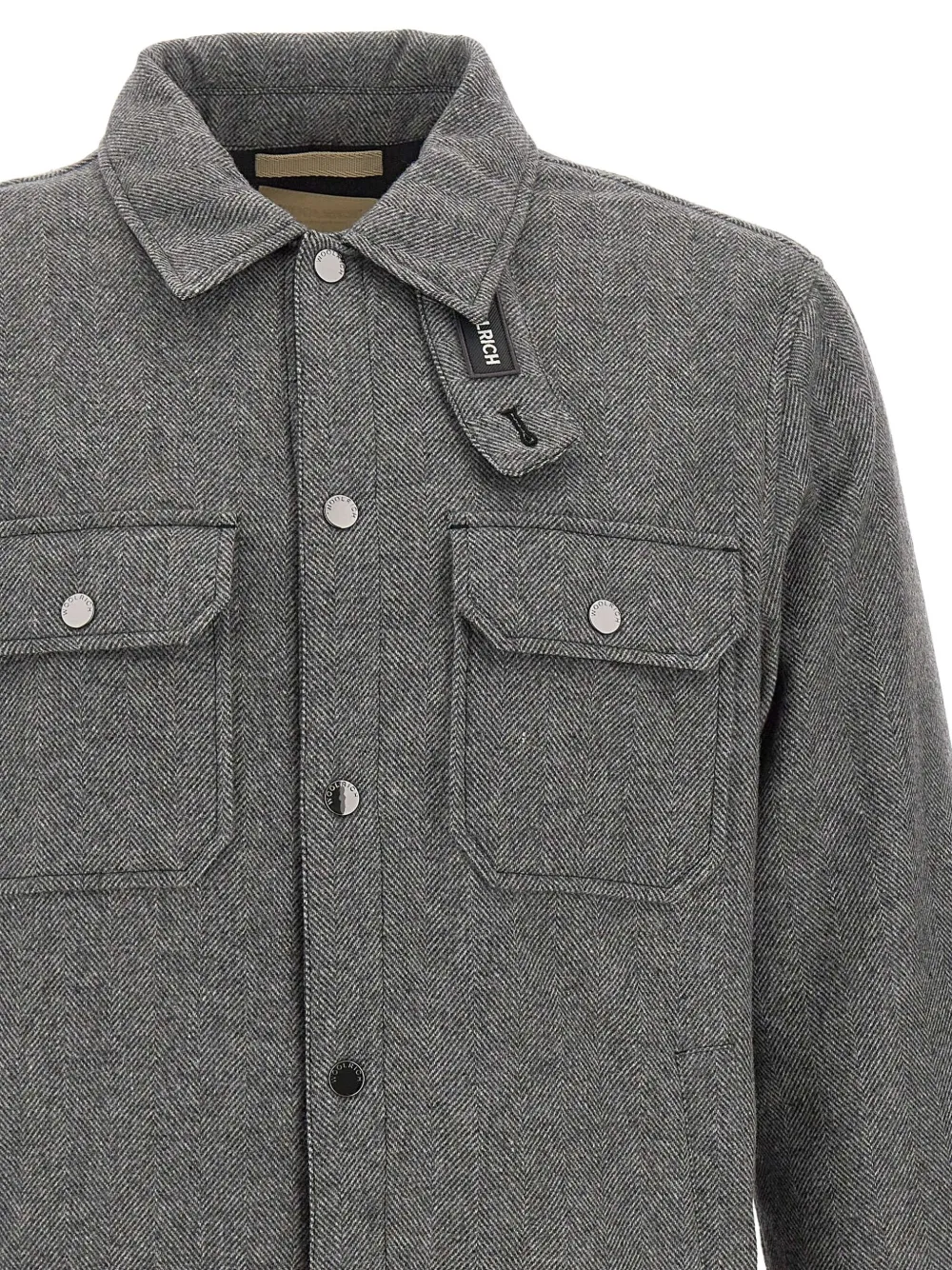 Woolrich Jack met visgraatpatroon en borstzak Grijs