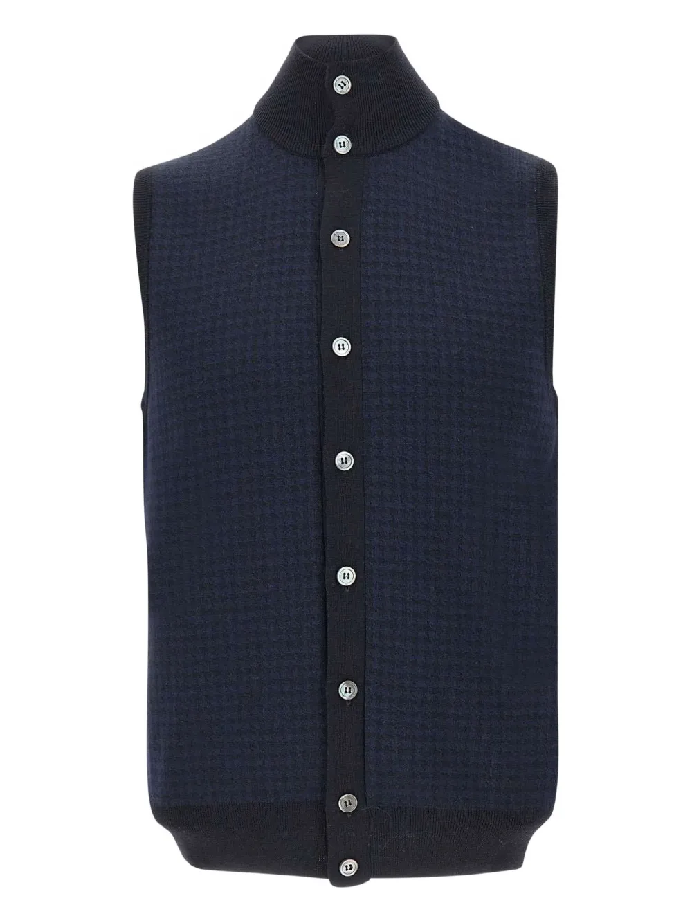 houndstooth button wool vest
