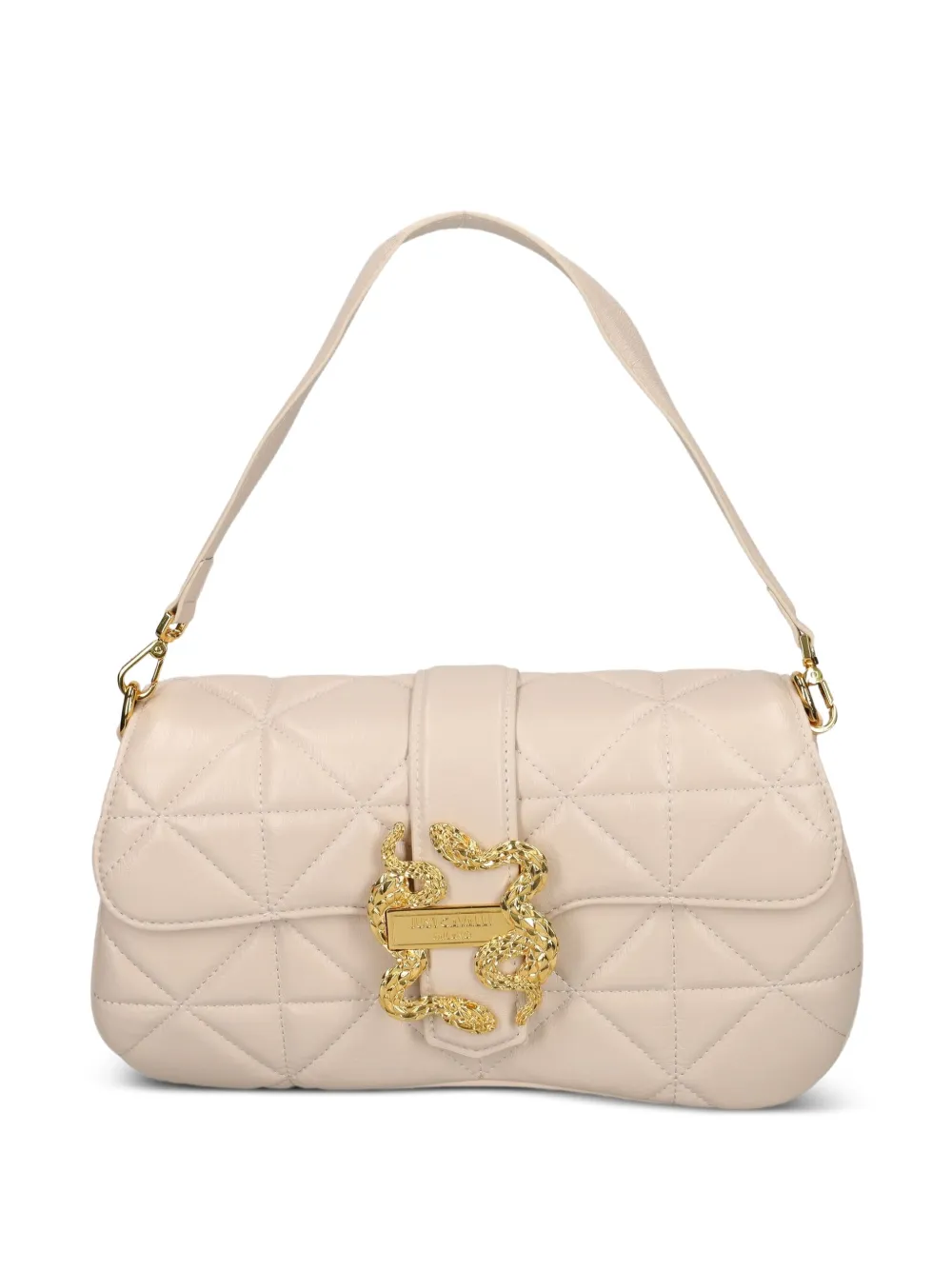 Just Cavalli quilted snakeskin-detail cross body bag Beige