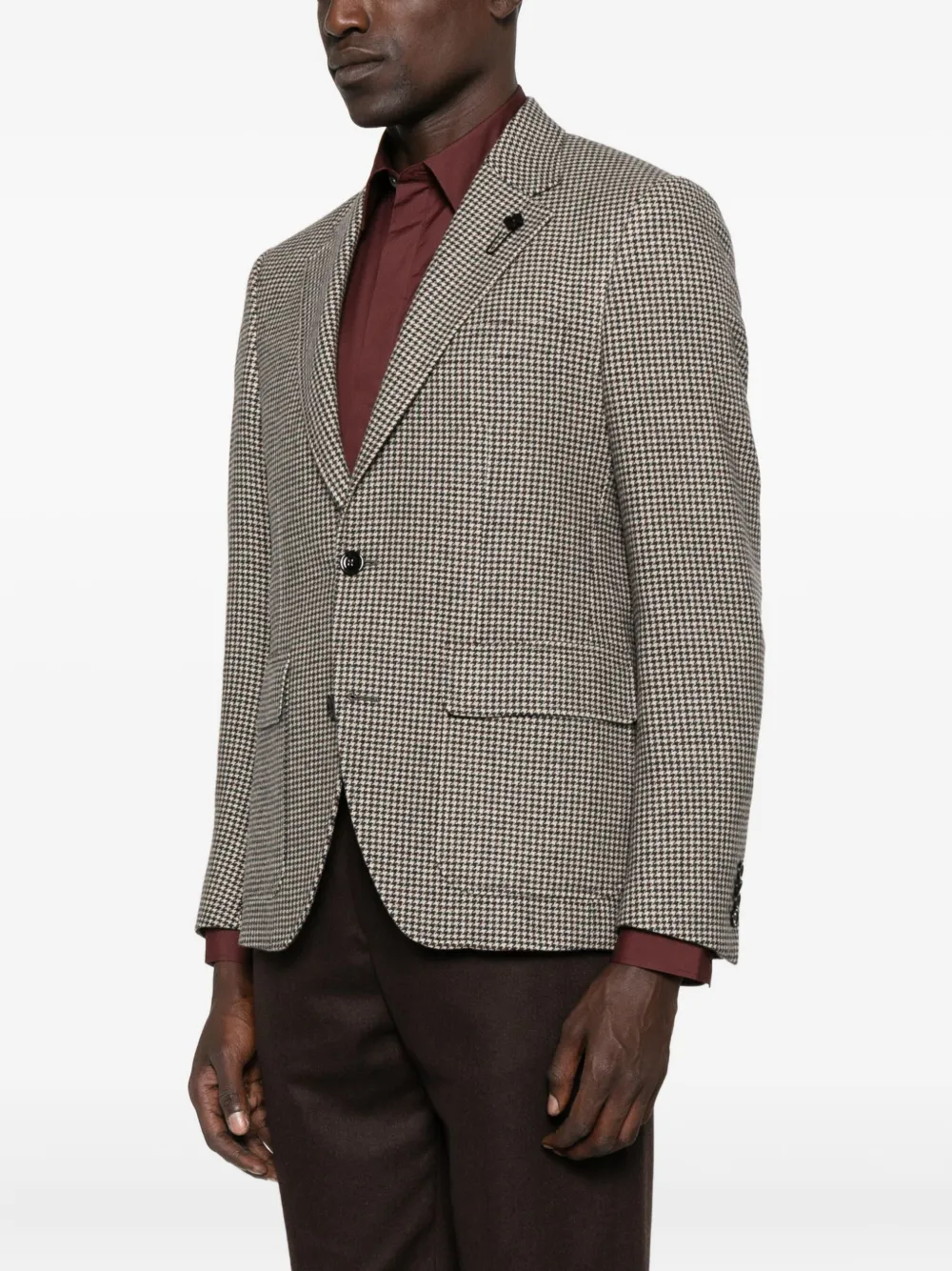 Lardini Houndstooth-check Blazer In Gray
