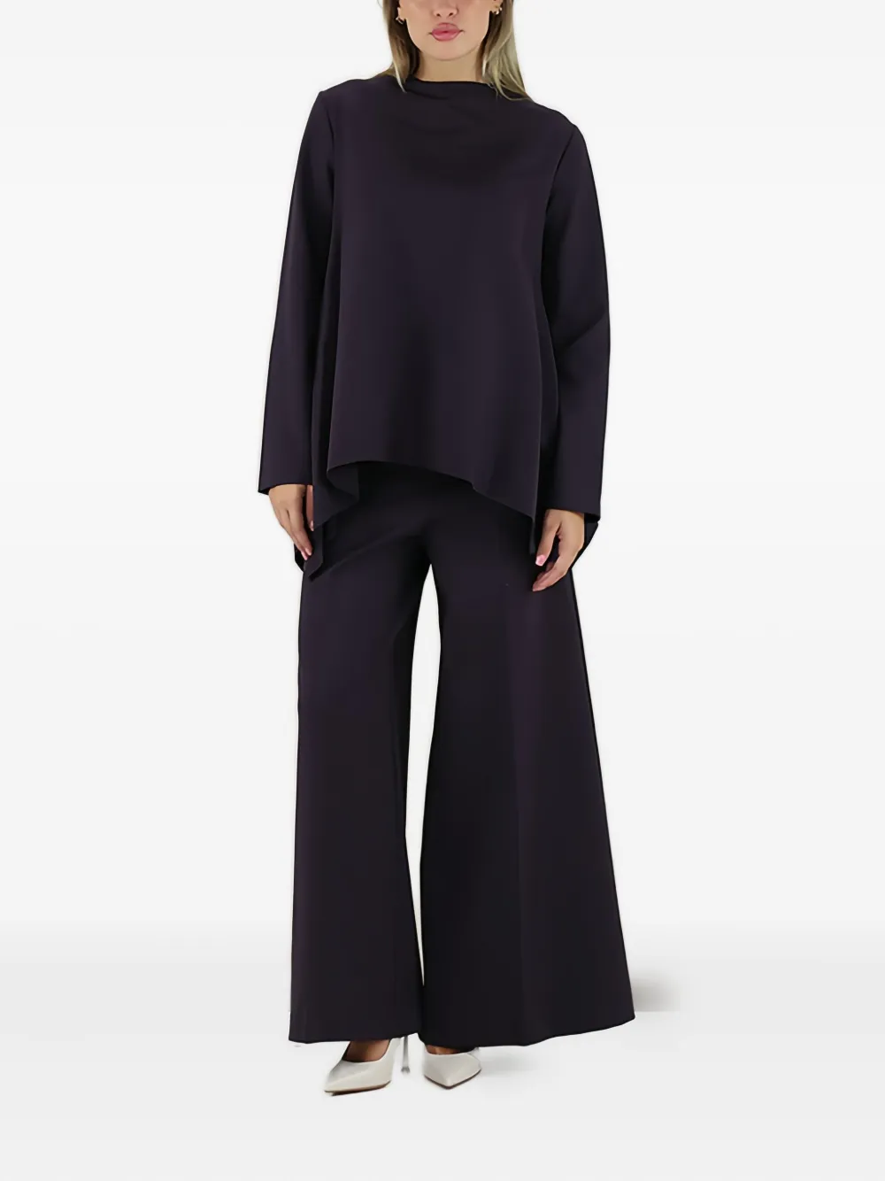 MeimeiJ wide-leg flat-front trousers - Zwart