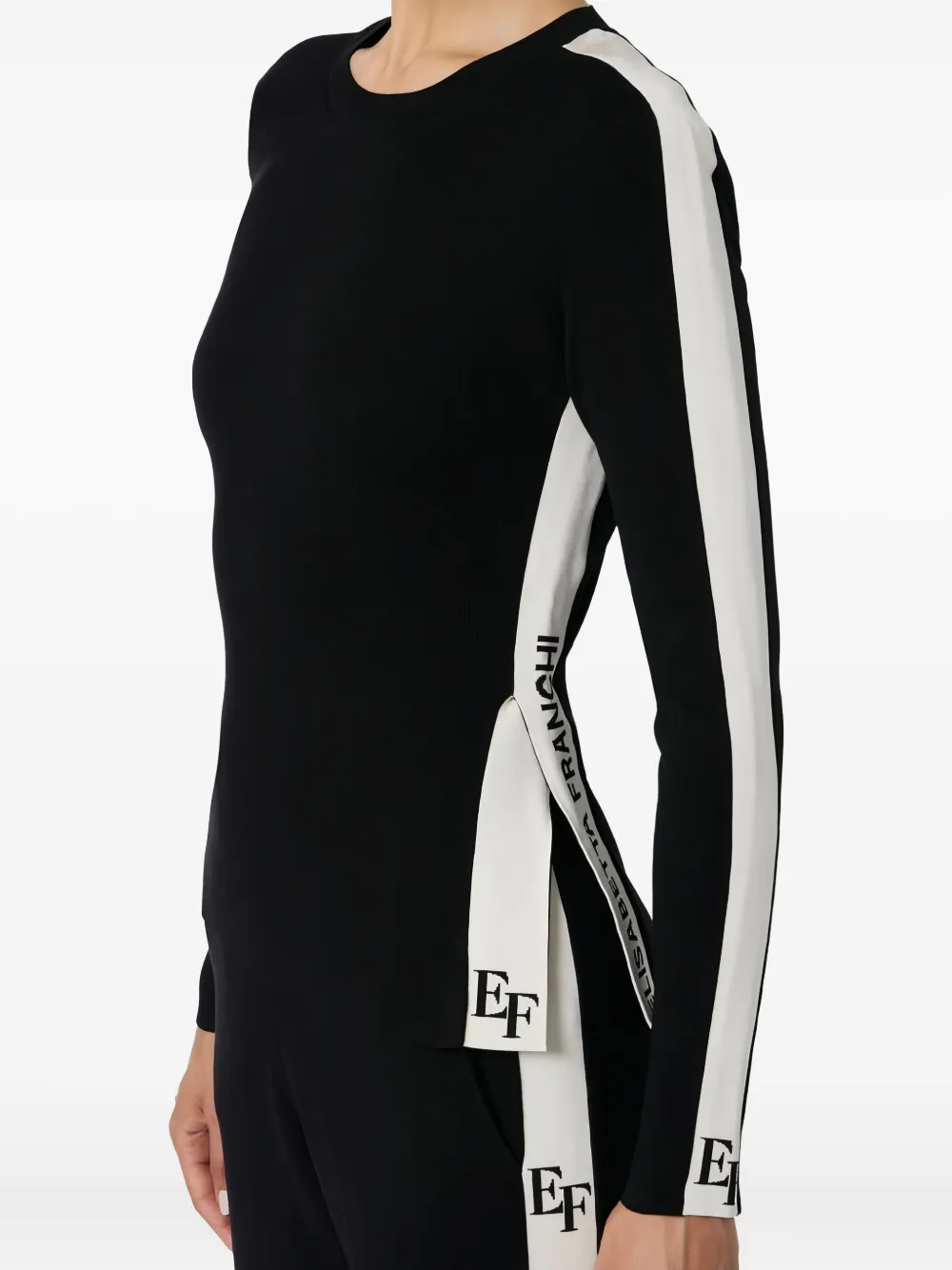 Elisabetta Franchi Trui met gestreept detail en lange mouwen Zwart